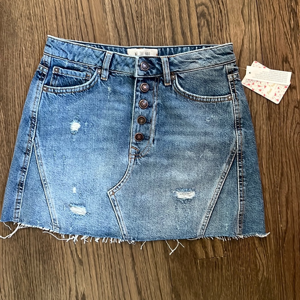 Free People High Waist Denim Mini Skirt